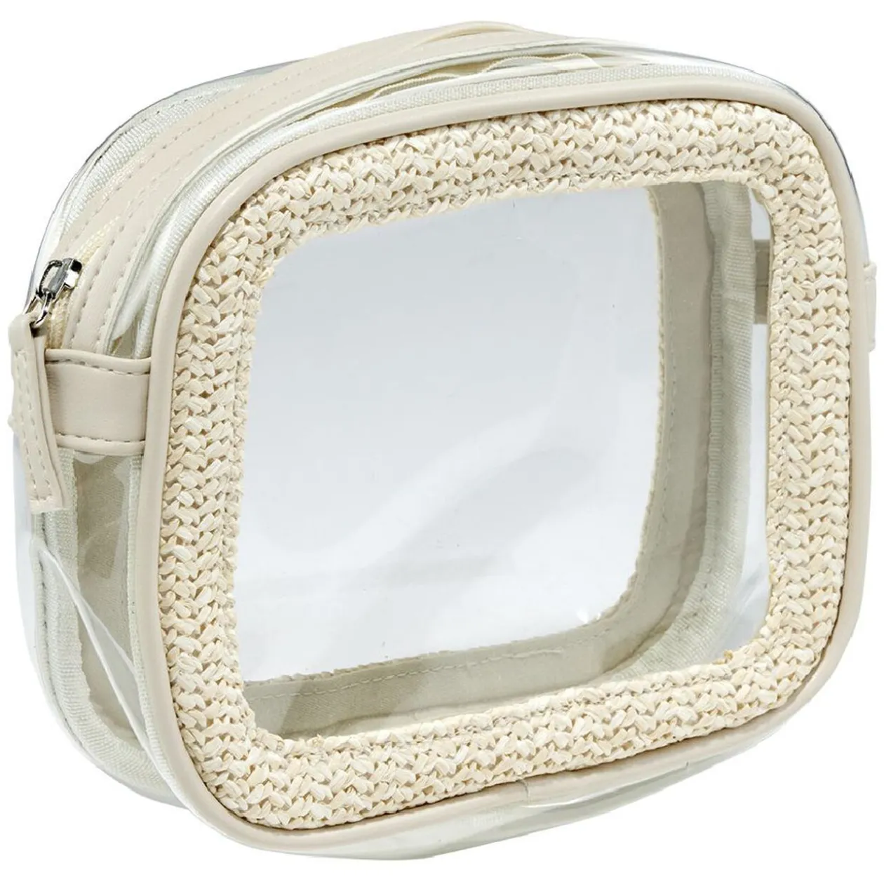 Trousse à cosmétique transparente et beige 19x5xH15,5cm