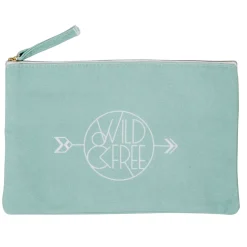 Trousse cosmétique inscription Wild Free blanc et vert