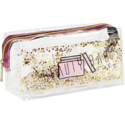 Trousse de beauté transparente à paillettes