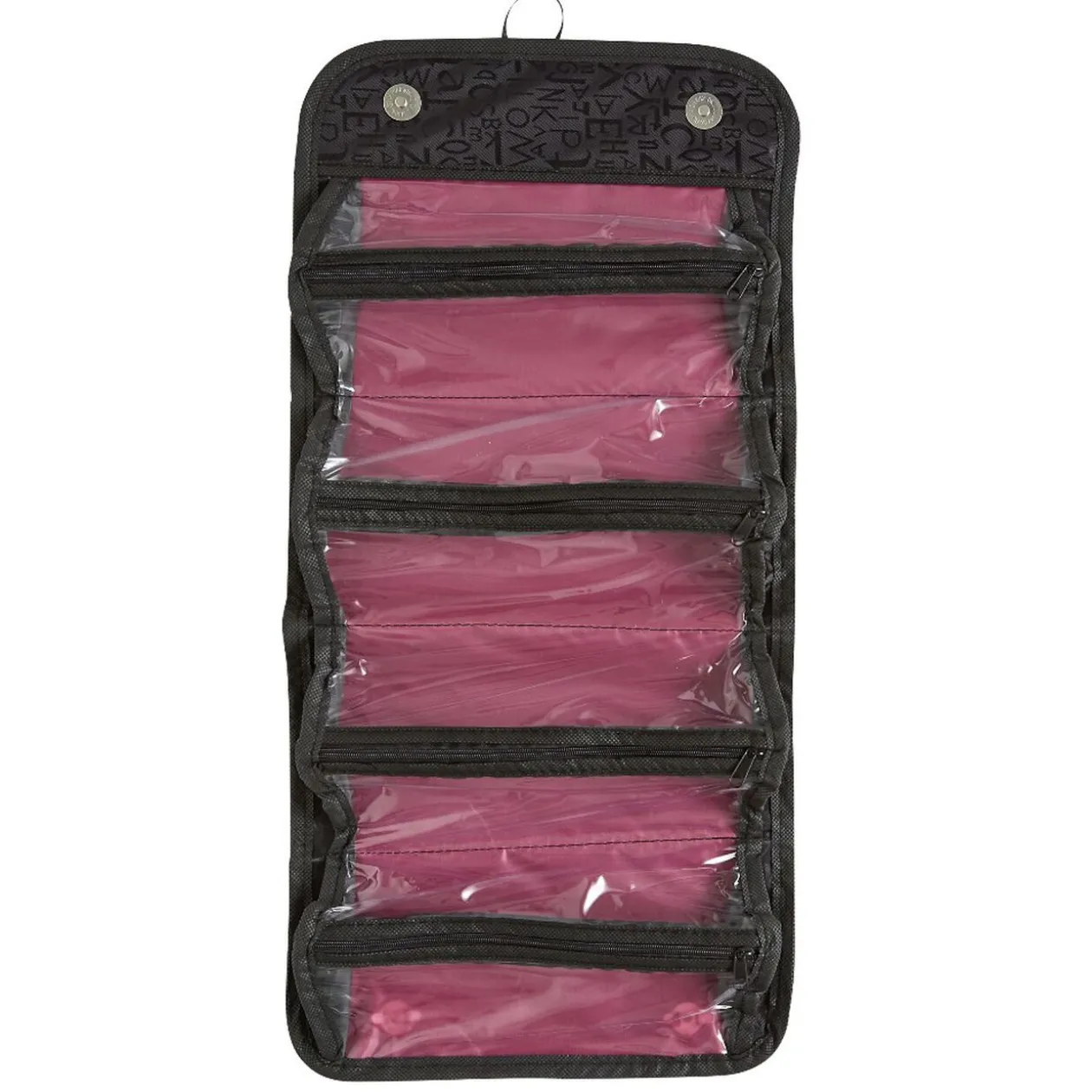 Trousse de maquillage pliable noir motif lettres