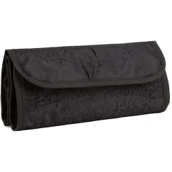 Trousse de maquillage pliable noir motif lettres