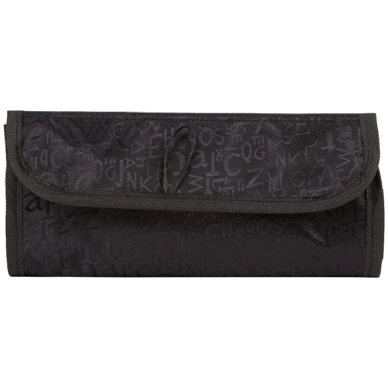 Trousse de maquillage pliable noir motif lettres