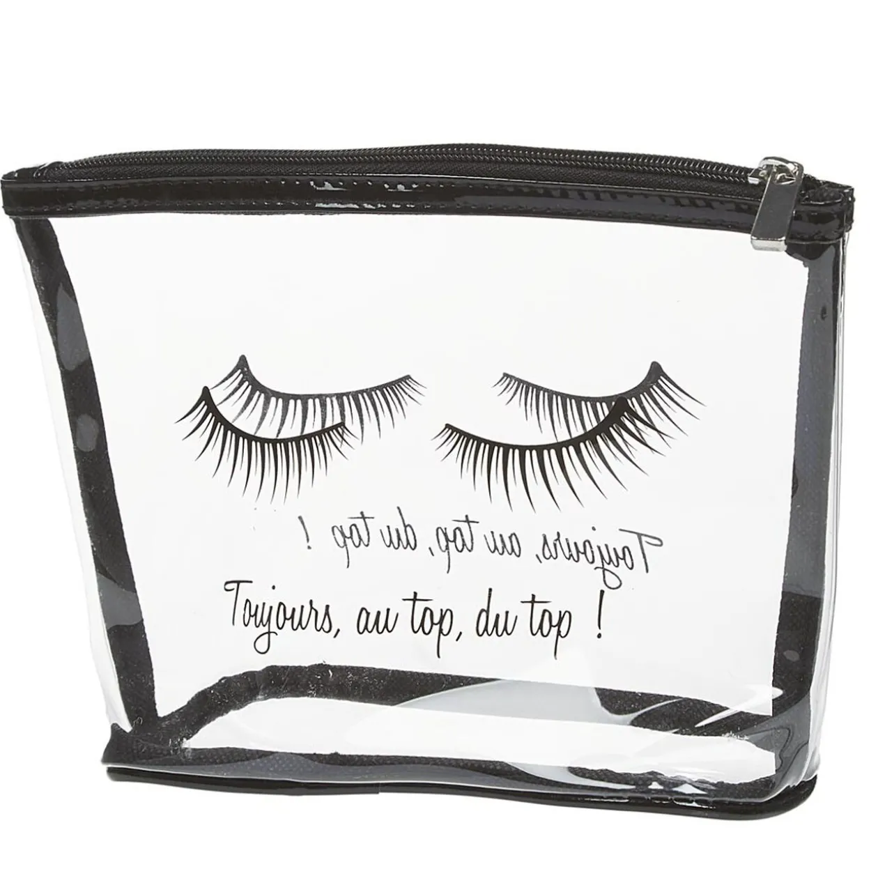 Trousse de toilette en plastique transparent imprimé noir