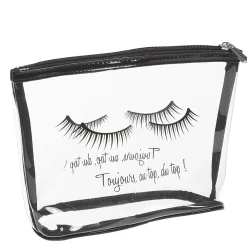Trousse de toilette en plastique transparent imprimé noir