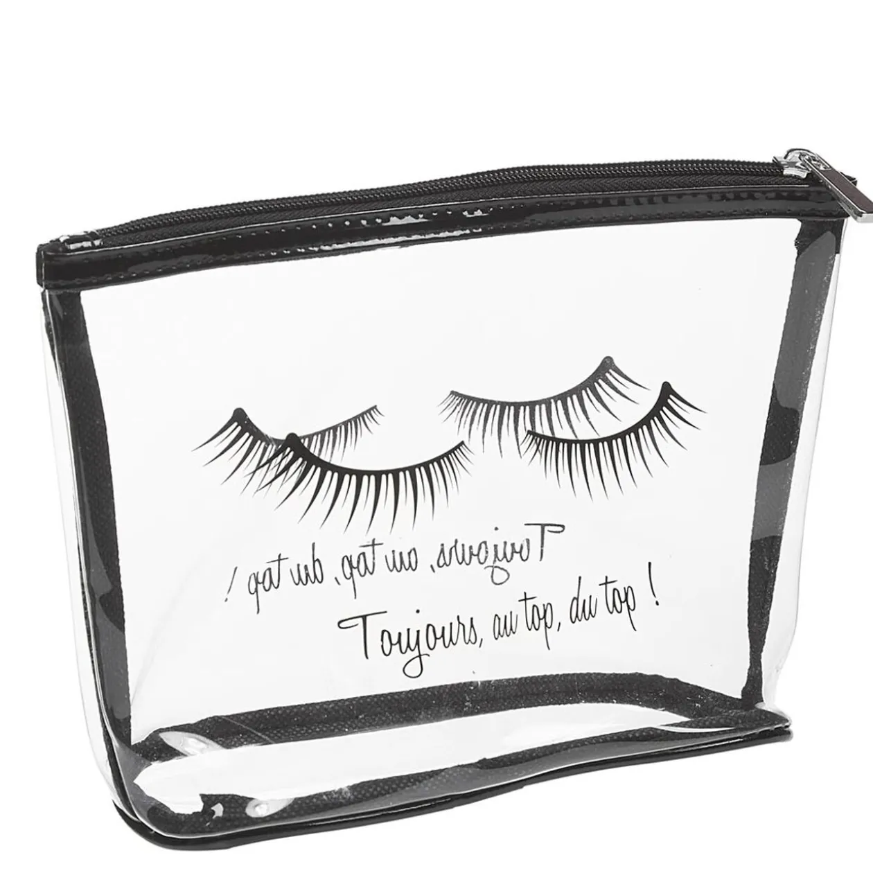 Trousse de toilette en plastique transparent imprimé noir