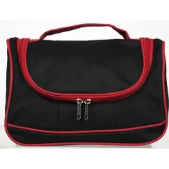 Trousse de toilette noire contour framboise