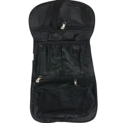 Trousse de toilette noire avec crochet d'attache