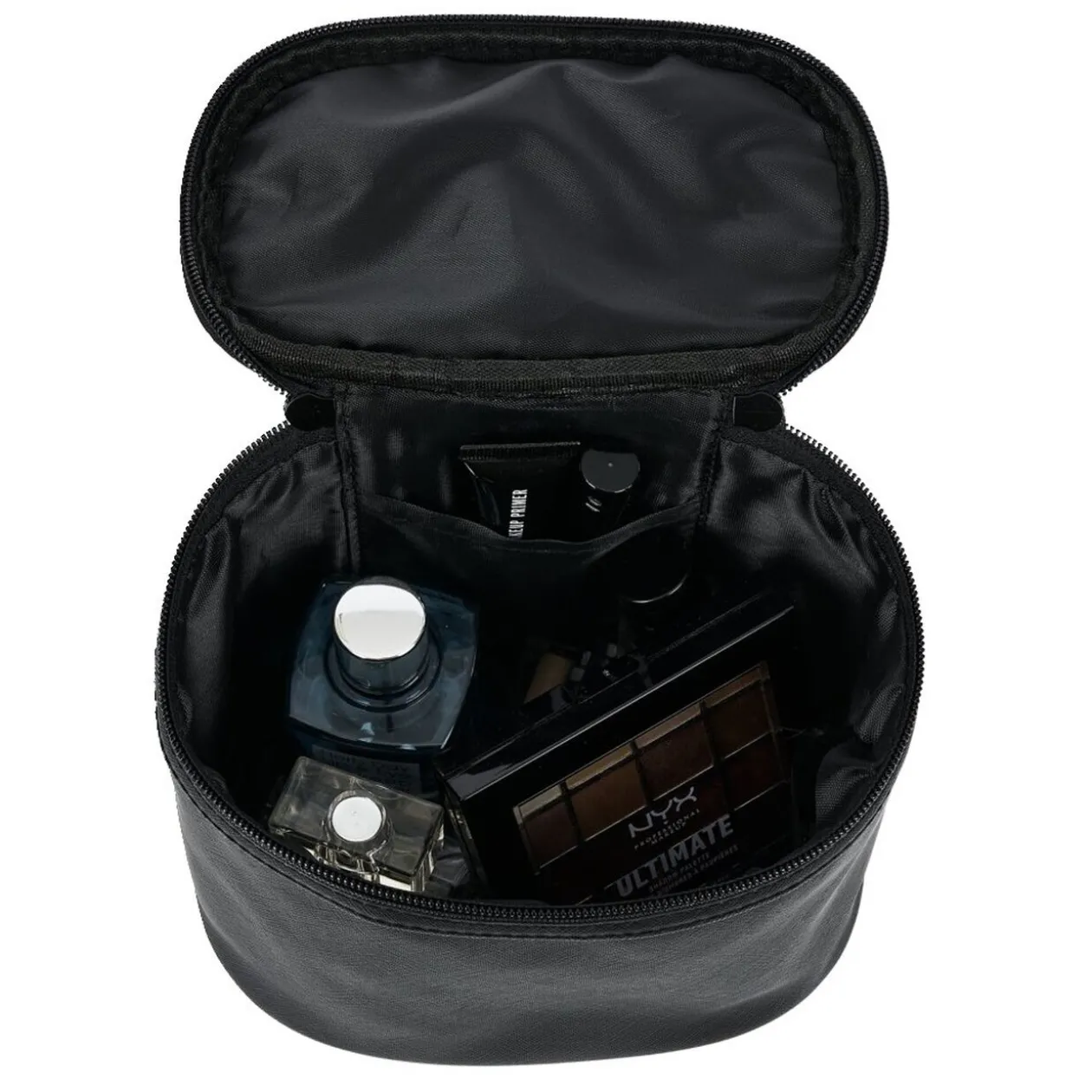 Trousse de toilette noire à pompons 17x12xH14cm