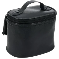 Trousse de toilette noire à pompons 17x12xH14cm