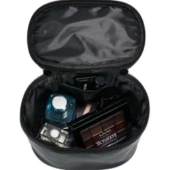 Trousse de toilette noire à pompons 17x12xH14cm