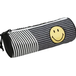 Trousse rayée noir blanc design smiley