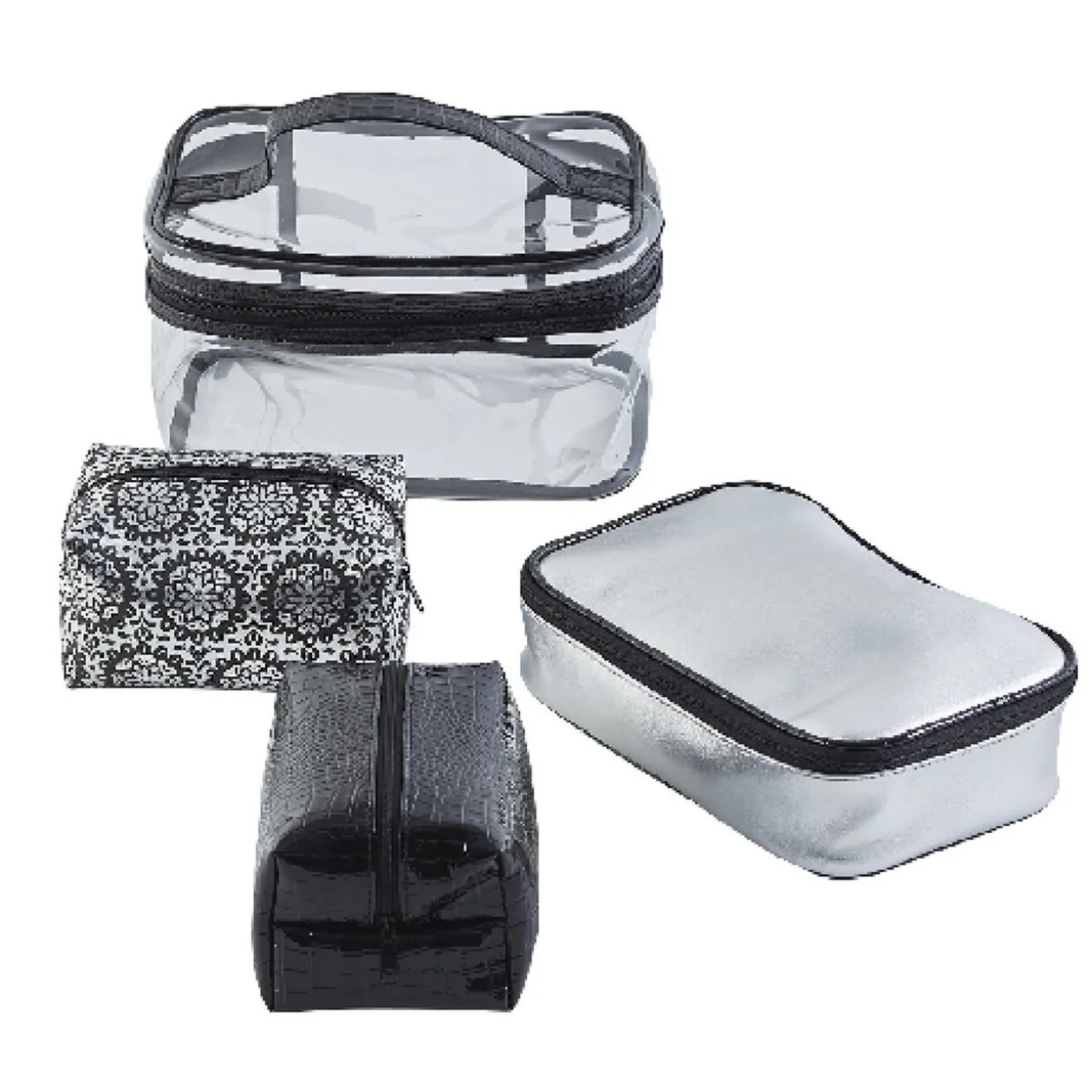 Trousse vanity noir et argent x4