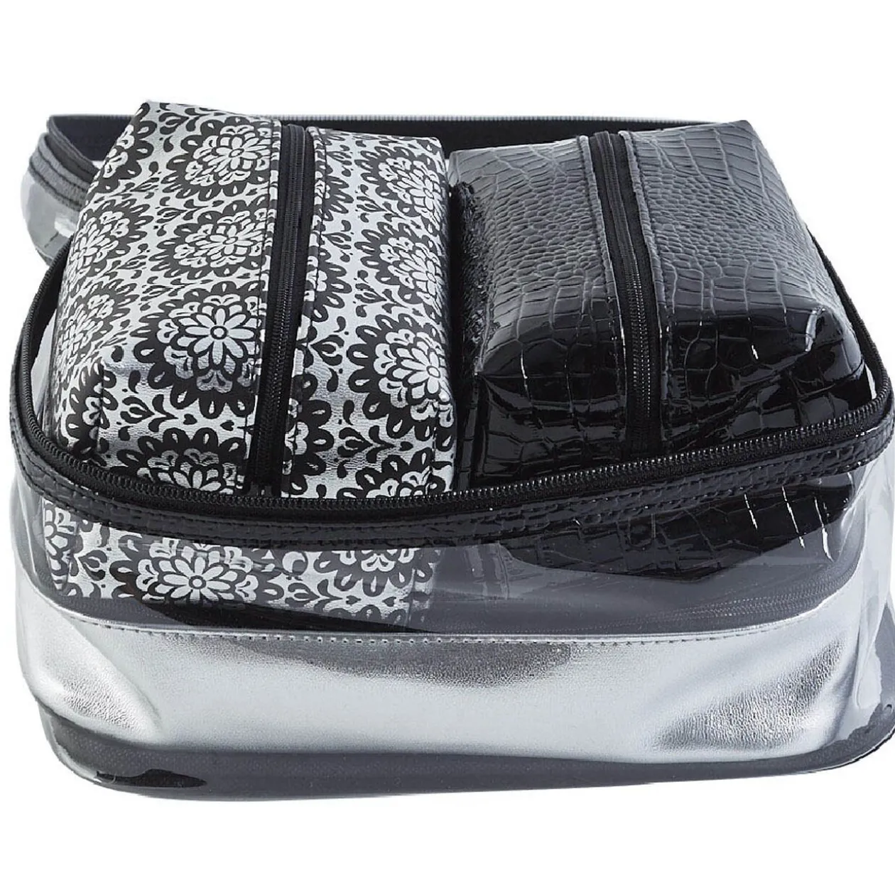 Trousse vanity noir et argent x4