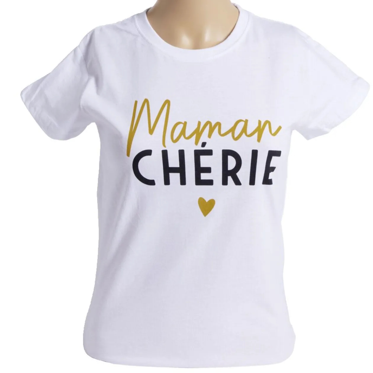T-shirt femme inscription Maman Chérie coton blanc