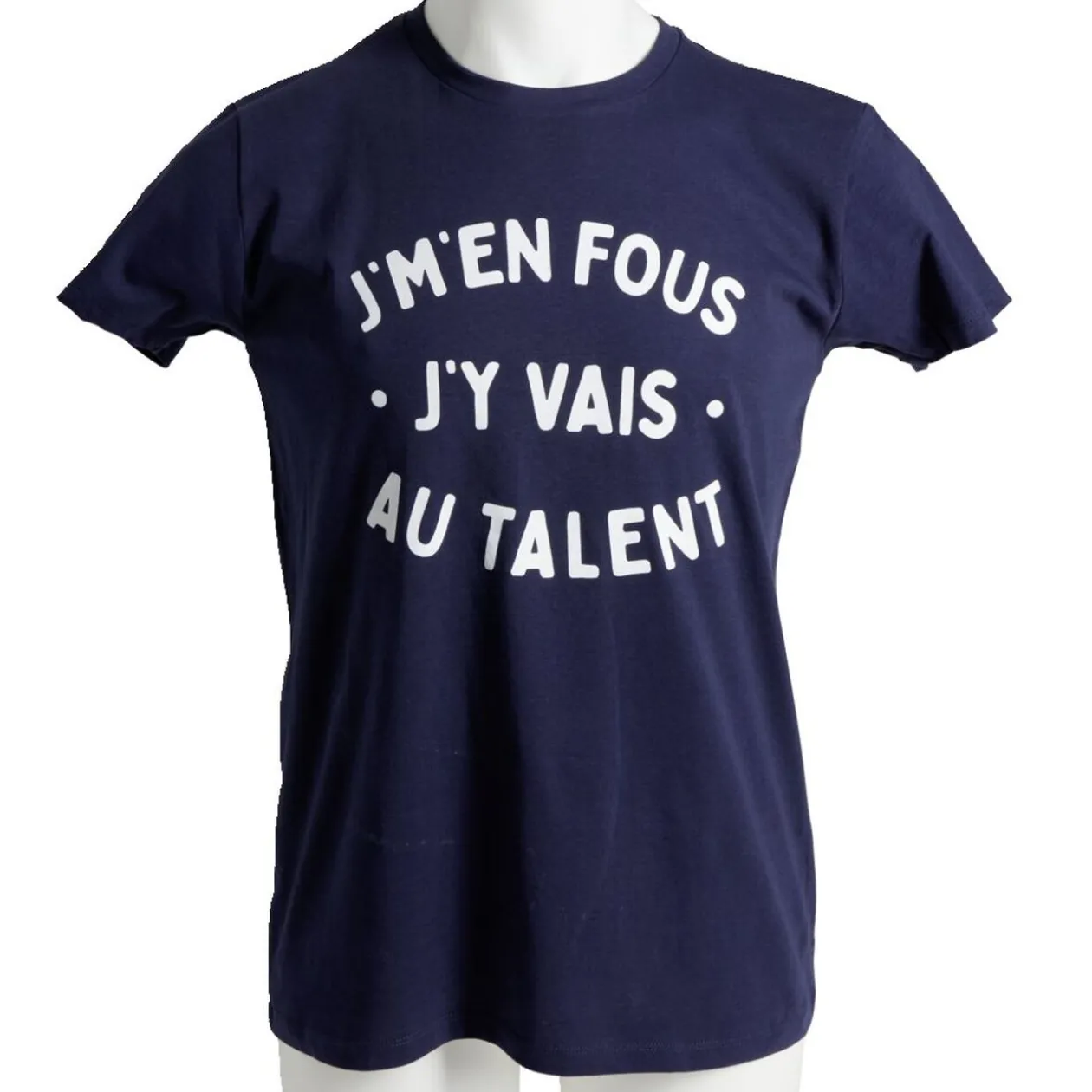 T-shirt homme inscription Je m'en fous j'y vais au talent coton noir
