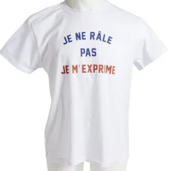 T-shirt homme inscription Je ne râle pas je m'exprime coton blanc