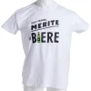 T-shirt homme inscription Tout Travail Mérite Sa Bière coton blanc