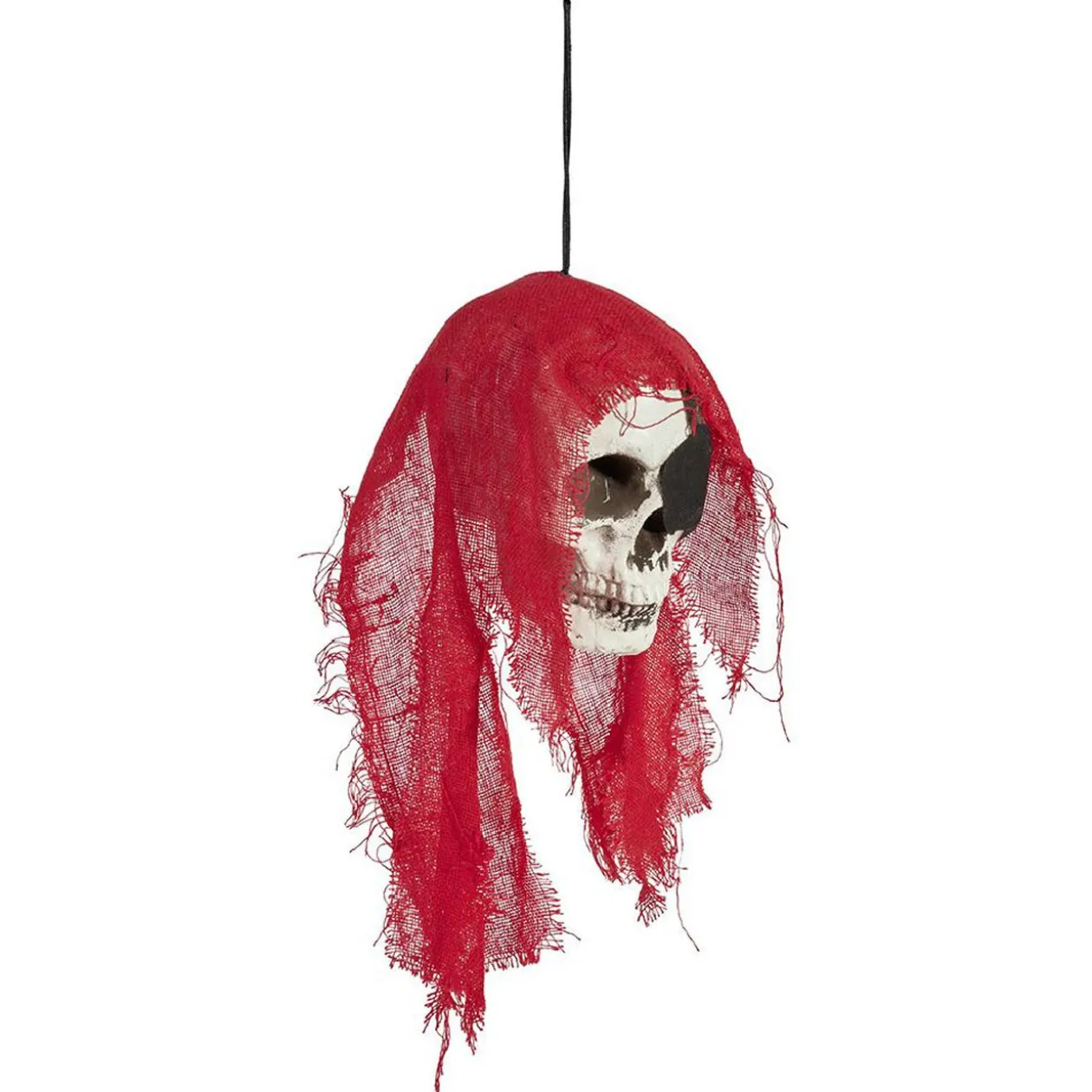 Tête squelette pirate à suspendre Halloween rouge ou noir