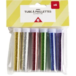 Tube de paillettes multicolores 5g x6