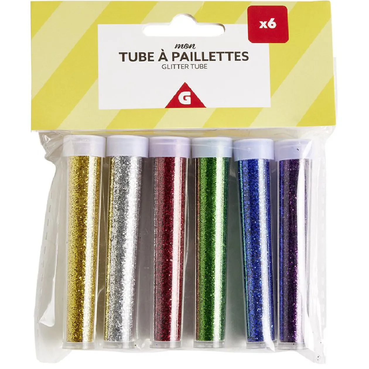 Tube de paillettes multicolores 5g x6