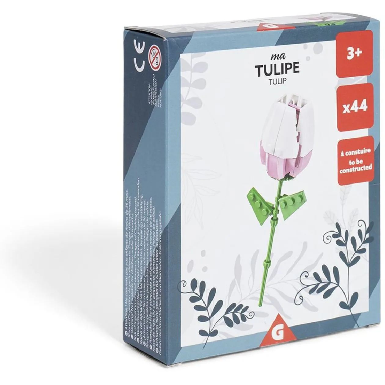Tulipe fleur à construire H16cm 70 pièces - 4 modèles