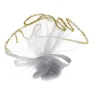 Tulle rond à dragées blanc contour doré x6