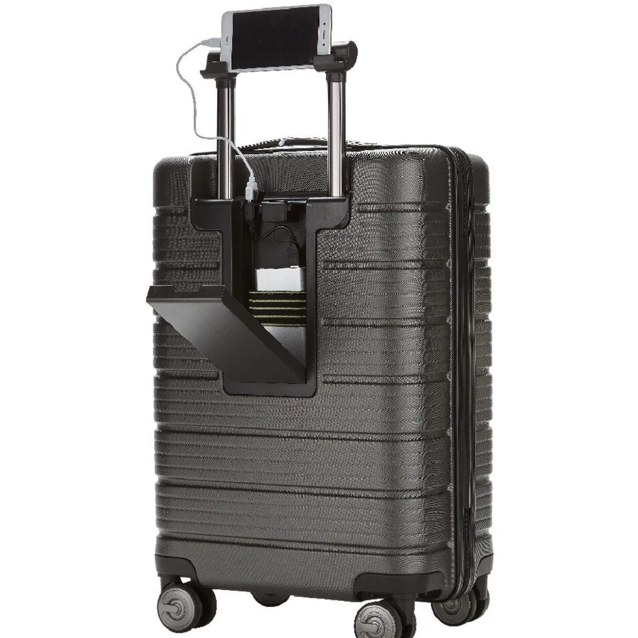 Valise cabine 4 roues avec compartiment USB grise