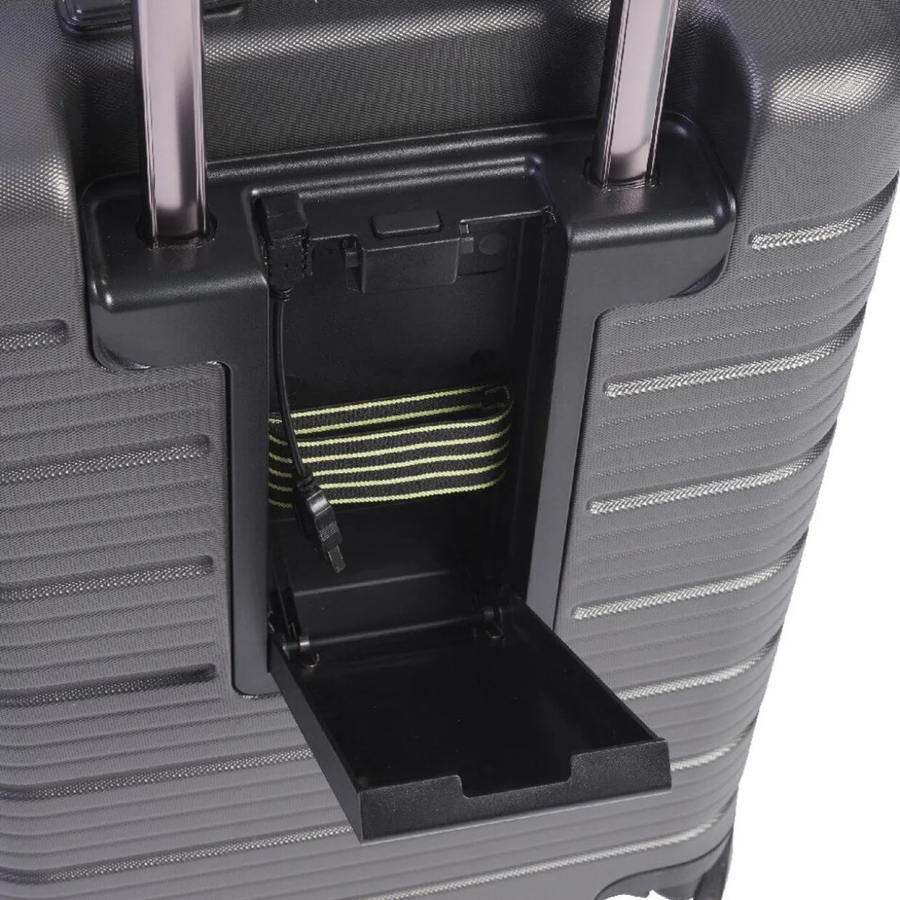 Valise cabine 4 roues avec compartiment USB grise