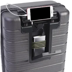 Valise cabine 4 roues avec compartiment USB grise
