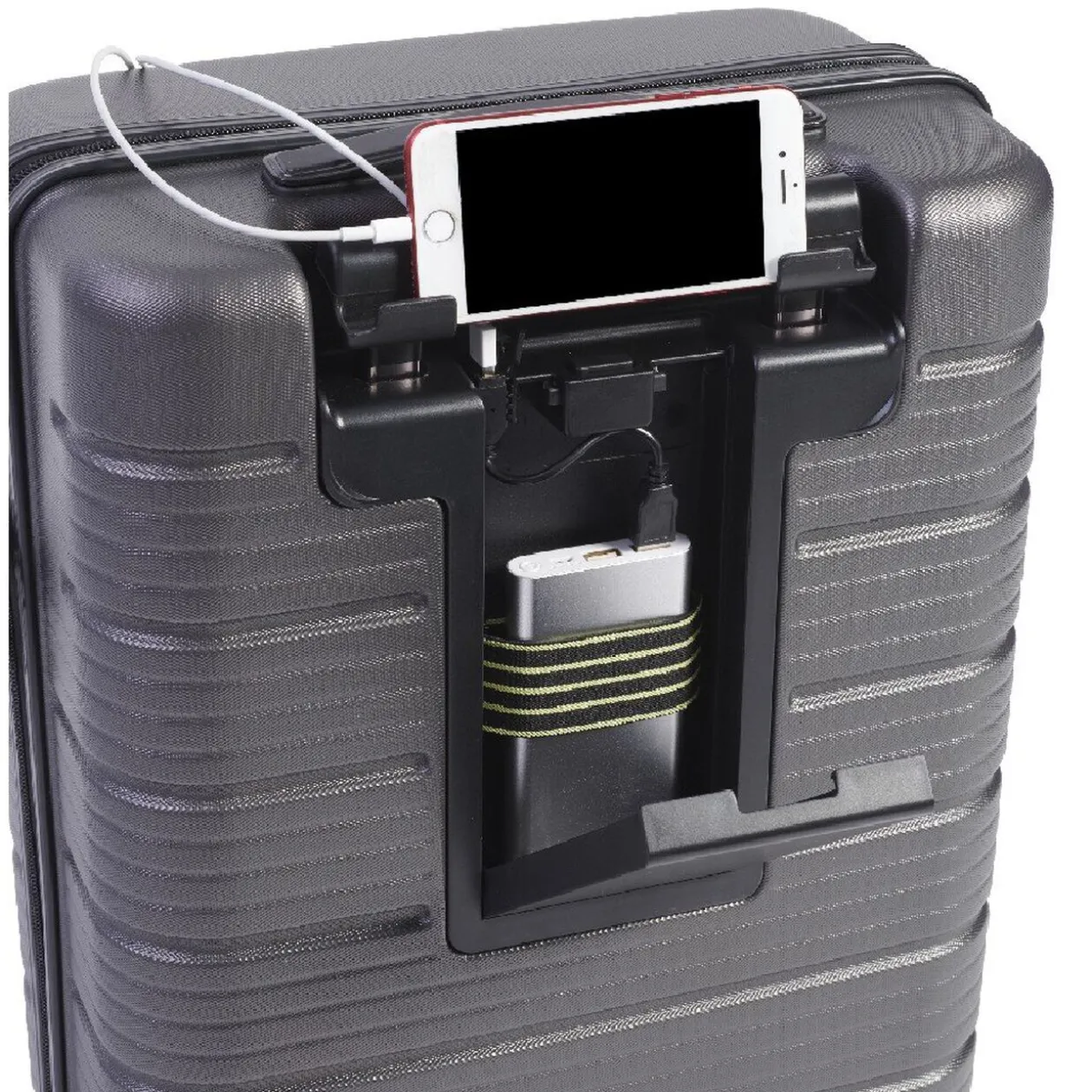 Valise cabine 4 roues avec compartiment USB grise