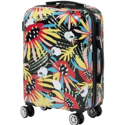 Valise cabine rigide trolley plastique ABS motif tropical 38x23xH55cm