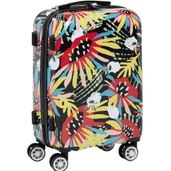 Valise cabine rigide trolley plastique ABS motif tropical 38x23xH55cm