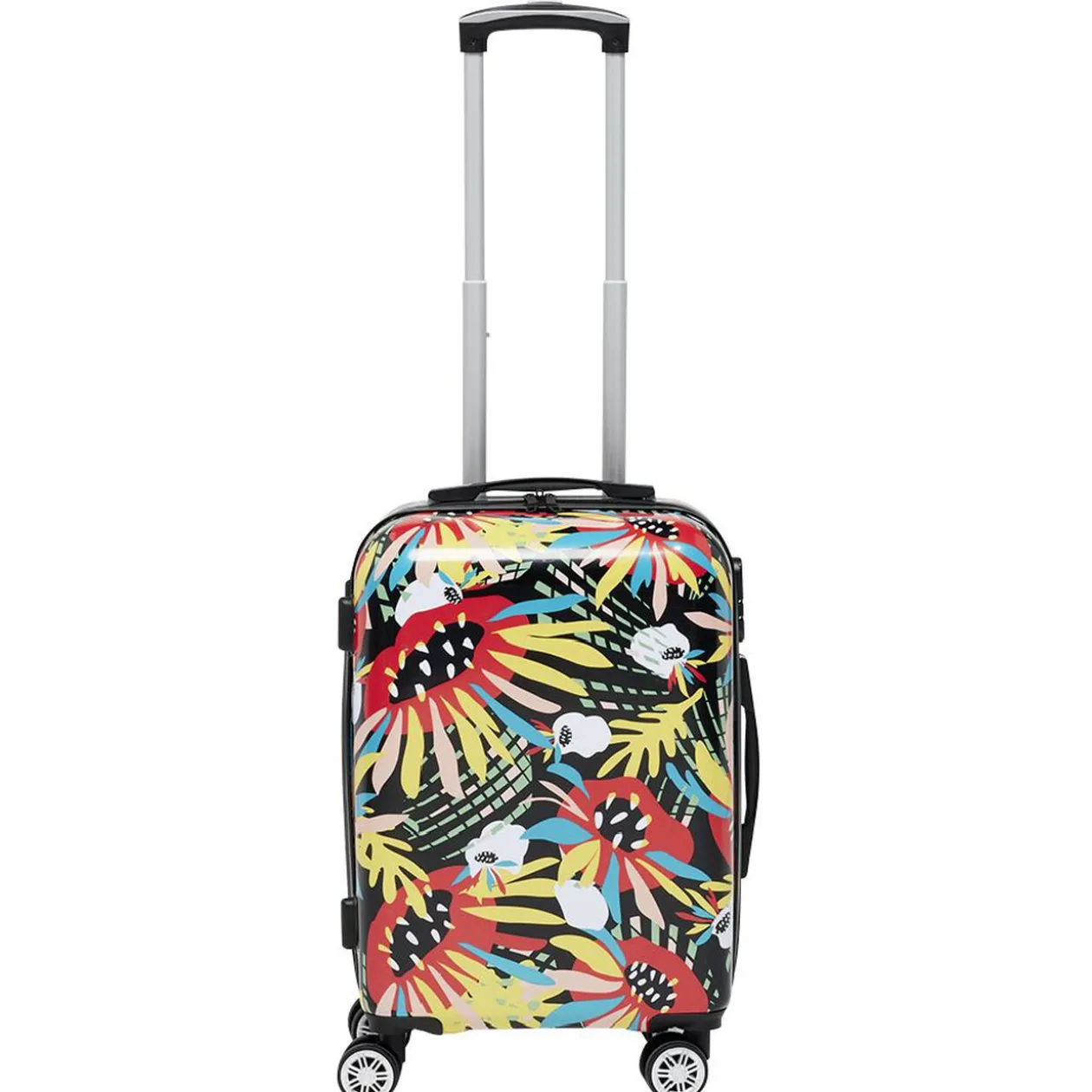 Valise cabine rigide trolley plastique ABS motif tropical 38x23xH55cm