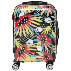 Valise cabine rigide trolley plastique ABS motif tropical 38x23xH55cm