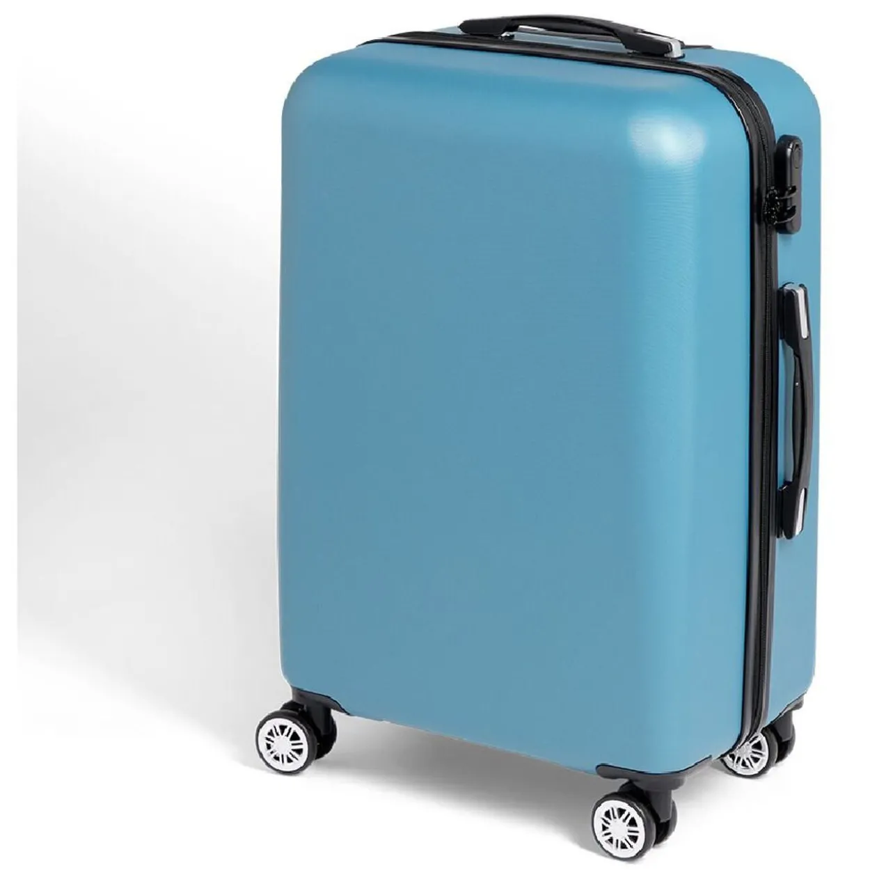 Valise cabine rigide trolley 4 roulettes modèle moyen 65L bleu