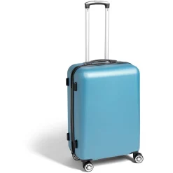 Valise cabine rigide trolley 4 roulettes modèle moyen 65L bleu