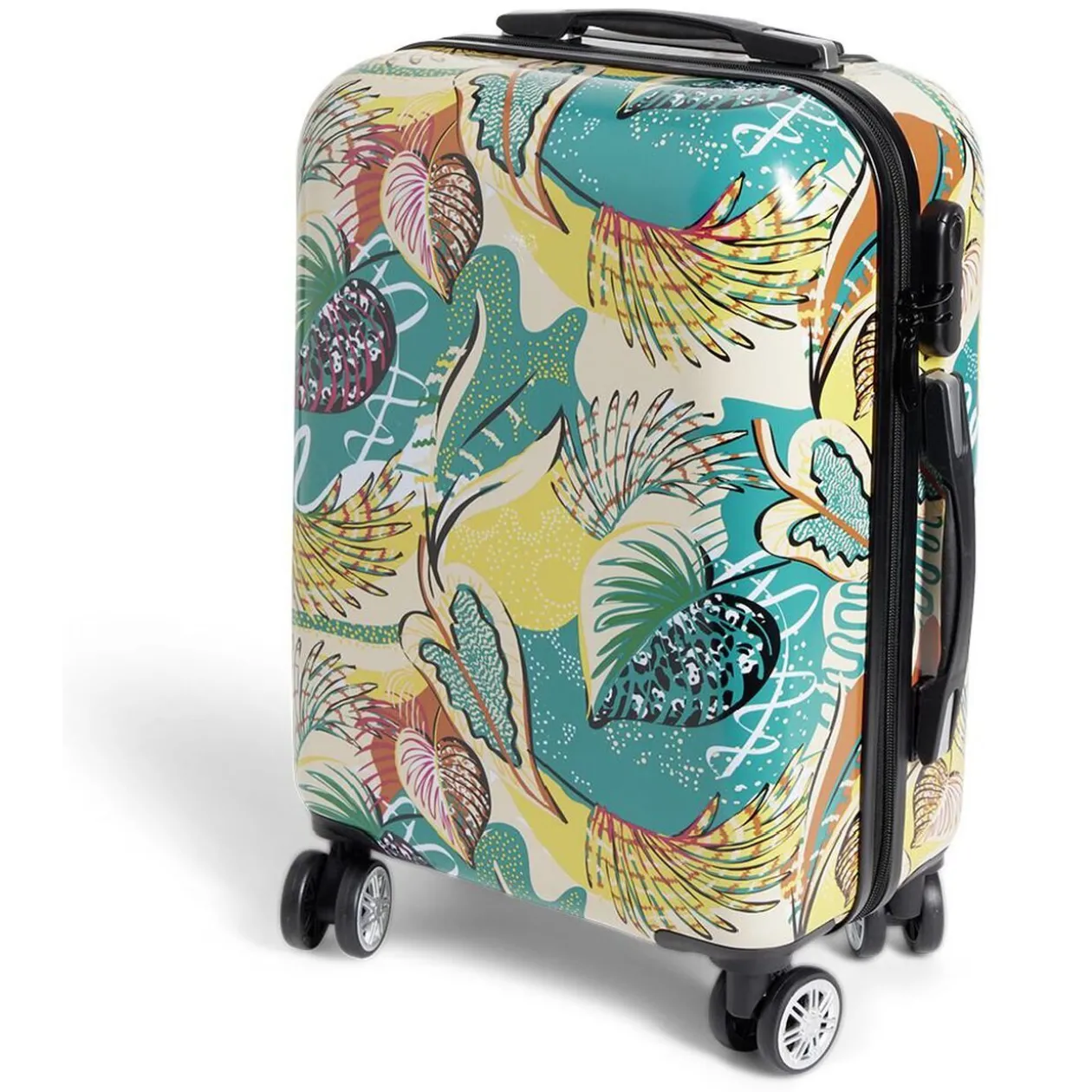 Valise cabine rigide trolley 4 roulettes 37L feuillage multicolore