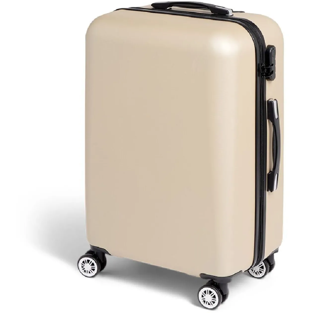 Valise cabine rigide trolley 4 roulettes 65L couleur ivoire