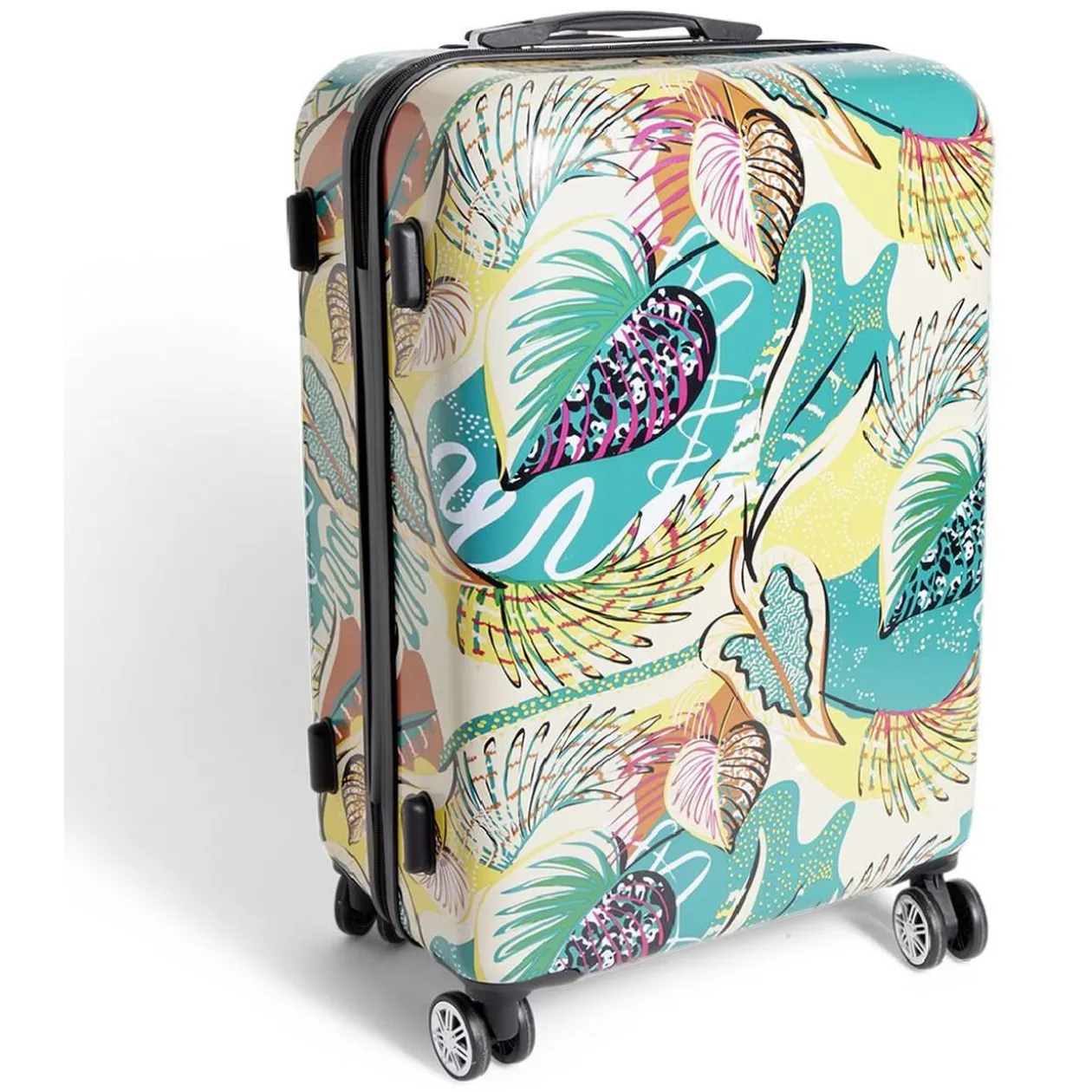 Valise cabine rigide trolley 4 roulettes 65L feuillage multicolore