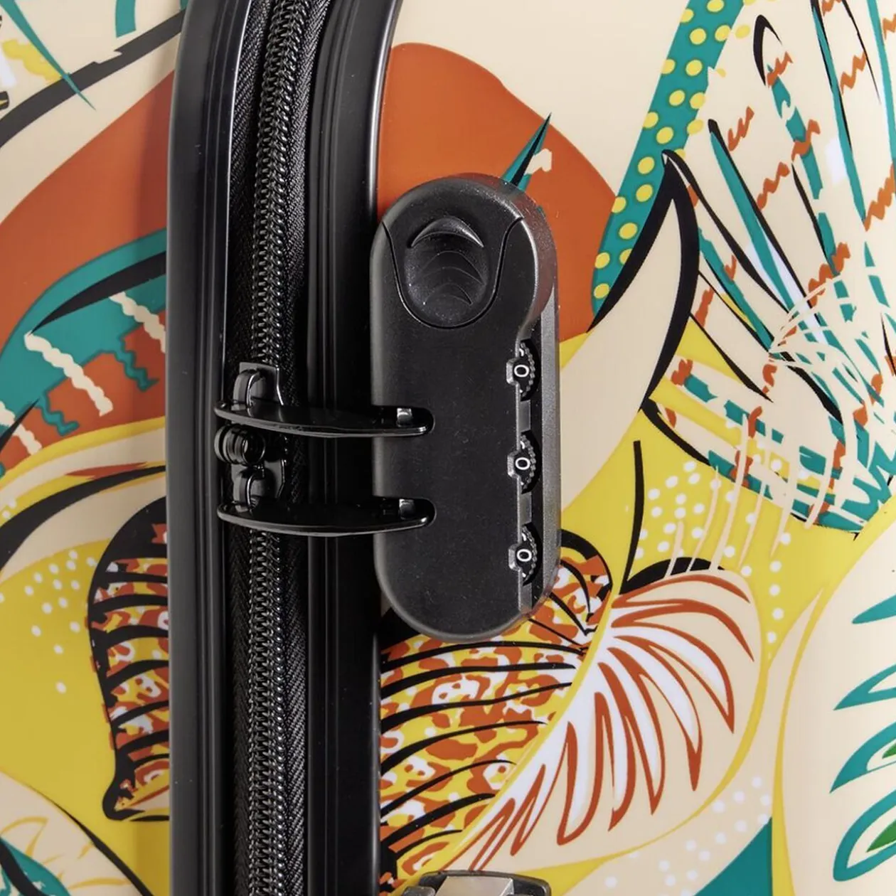 Valise cabine rigide trolley 4 roulettes 65L feuillage multicolore