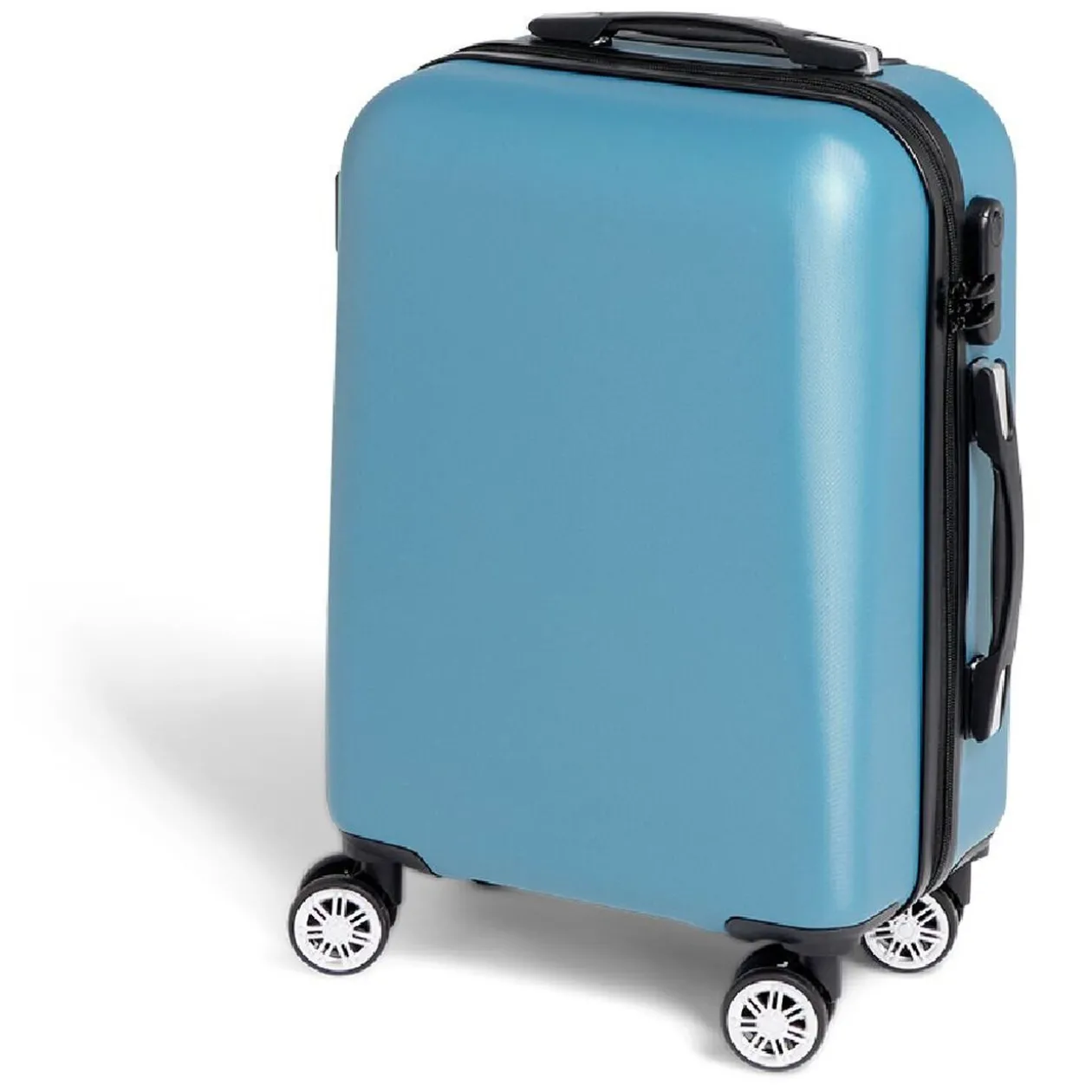 Valise cabine rigide trolley 4 roulettes 37L bleu