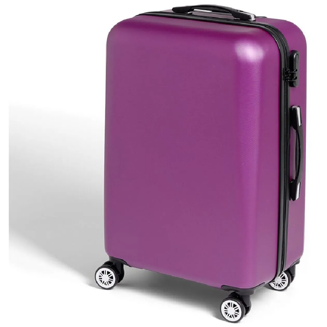 Valise cabine rigide trolley 4 roulettes 65L violet