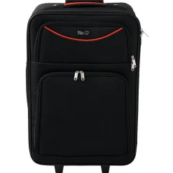 Valise trolley à roulettes souple bleu marine M