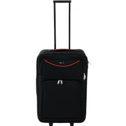 Valise trolley à roulettes souple bleu marine M