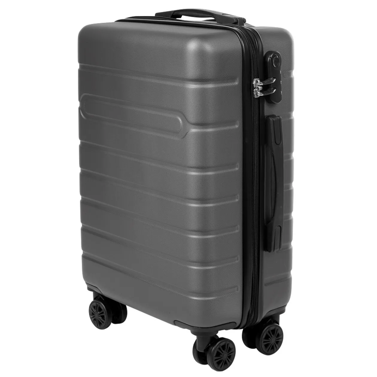 Valise trolley ABS rigide 4 roues gris L. 50 cm
