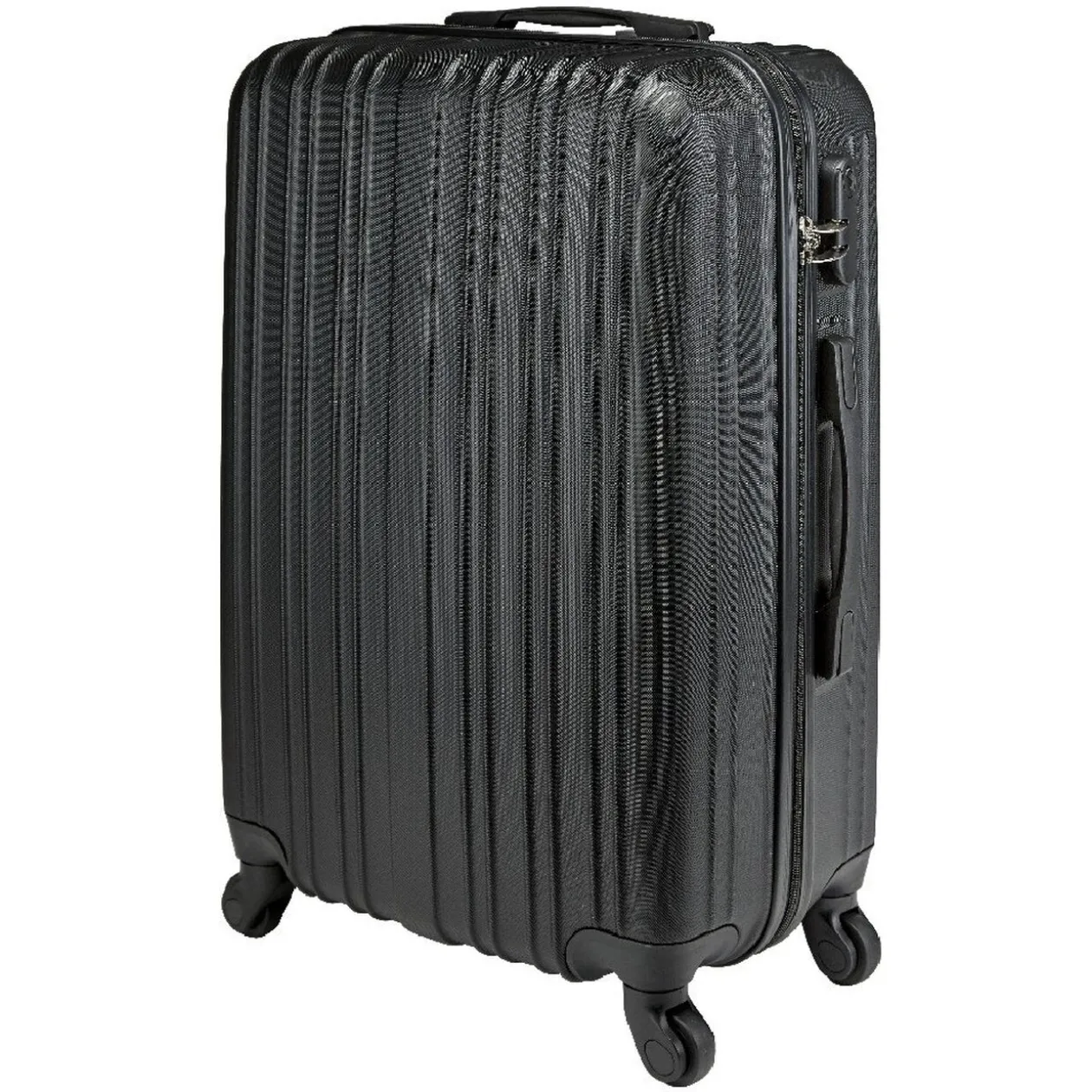 Valise trolley rectangulaire noire à roulettes