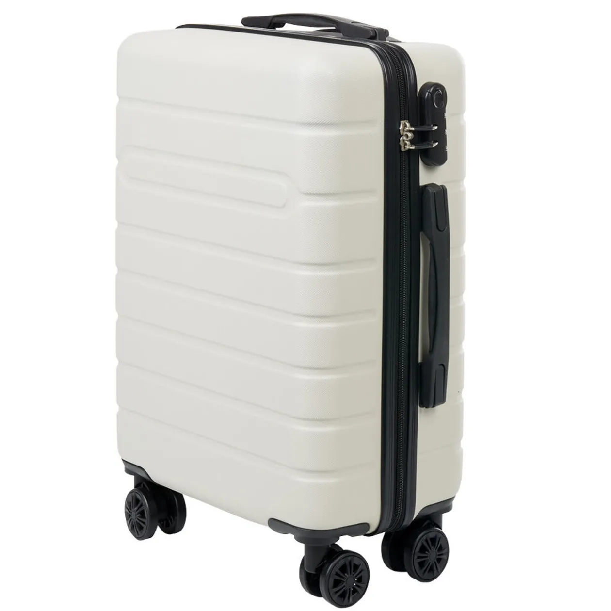 Valise trolley rigide 4 roues blanche 50cm