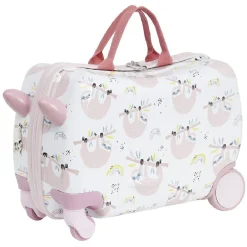 Valise trotteur enfant rose blanc 47x31xH23,5 cm
