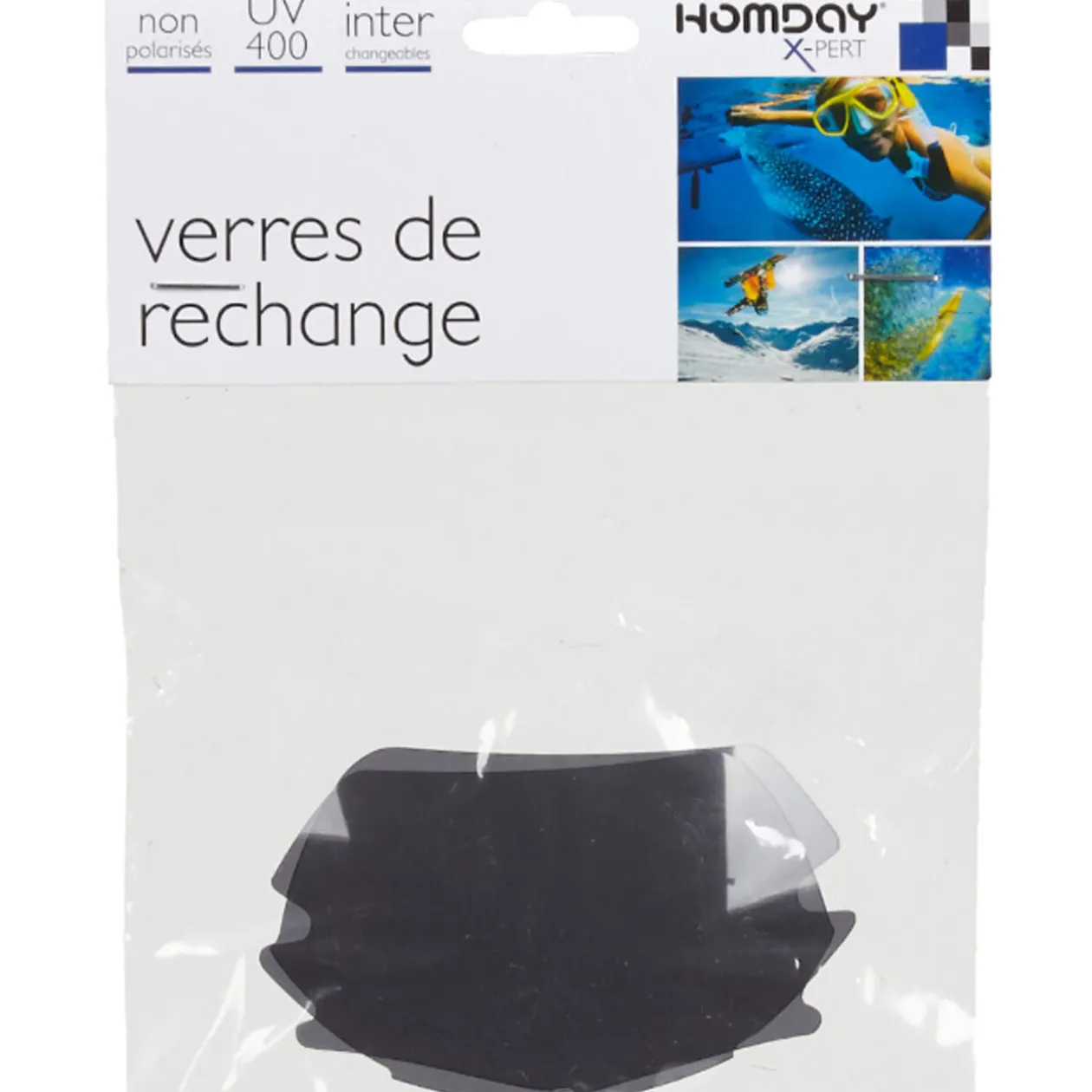 Verres de rechange noirs pour lunettes caméra sport