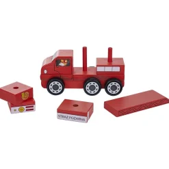 Véhicule à assembler en bois certifié FSC® x2 - camion de pompier et de poubelle